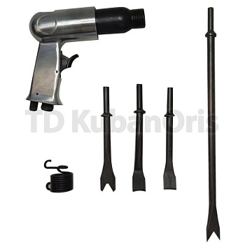 Пневмозубило с набором насадок 190мм.