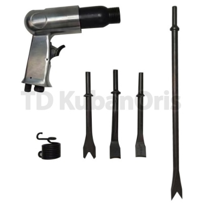 Пневмозубило с набором насадок 190мм.