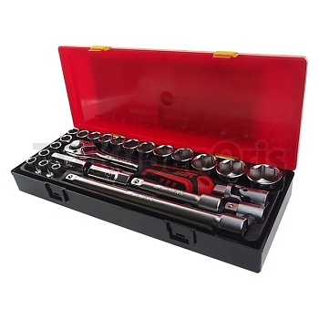 Набор инструментов в ложементе 25пр (головки: 6гр. 8-32мм, свечные 16,21мм)...