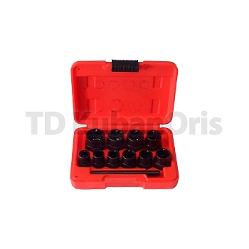 Набор головок-экстракторов коротких 10 предметов и выколотка 9-19мм AV Steel AV-921090