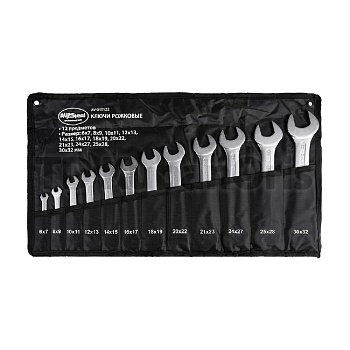 Набор ключей рожковых AV Steel 12 предметов в сумке AV-030122