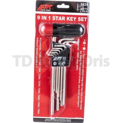 Набор Г-образных ключей TORX T10Н-Т50H 9шт JTC-3924