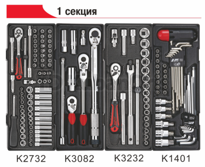 Тележка инструментальная с набором инструмента 344 пр.