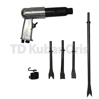 Пневмозубило с набором насадок 250мм.