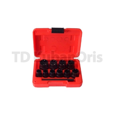 Набор головок-экстракторов коротких 10 предметов и выколотка 9-19мм AV Steel AV-921090