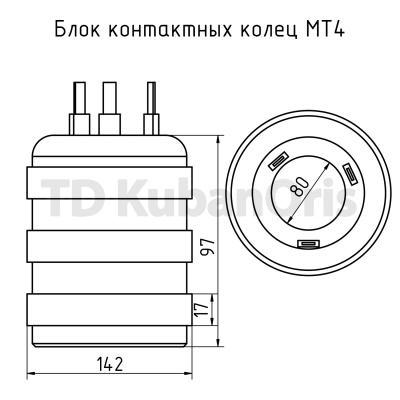 Блок контактных колец МТ4 142х80х97