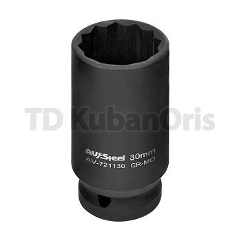 Головка ударная двенадцатигранная удлиненная 1/2", 30мм.