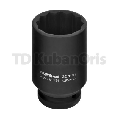 Головка ударная двенадцатигранная удлиненная 1/2", 36мм.