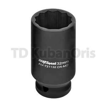 Головка ударная двенадцатигранная удлиненная 1/2", 32мм.