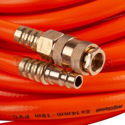 Шланг пневматический PVC 8,0х14,0мм с быстросъемными фитингами 10м.