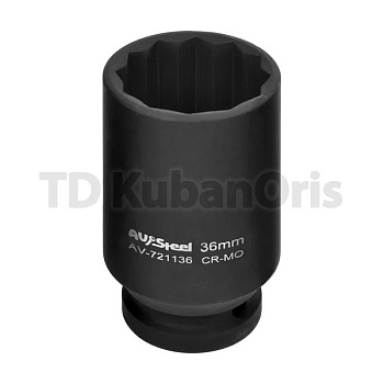 Головка ударная двенадцатигранная удлиненная 1/2", 36мм.